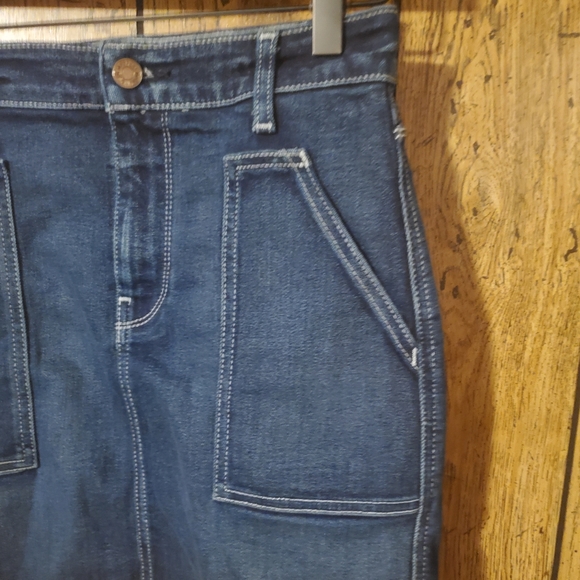 NWOT 7 FOR ALL MANKIND Dark Wash Front Pocket Denim Mini Skirt - Size 25 - Picture 3 of 7
